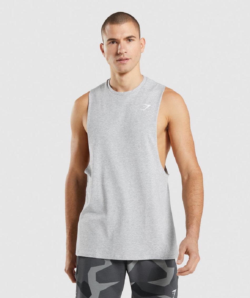 Camiseta Tirantes Gymshark Critical 2.0 Drop Arm Hombre Gris Claro | CO 3239GSO